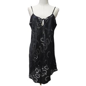 Disney Vtg Deadstock Y2K Whimsigoth Mickey Mesh Semi Sheer Slip Dress Lingerie M
